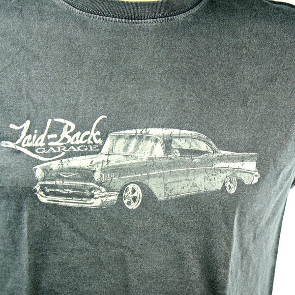 57 Chevy Chevrolet Car T-shirt Laid Back Garage Gray Sml Vintage New - Picture 3 of 6